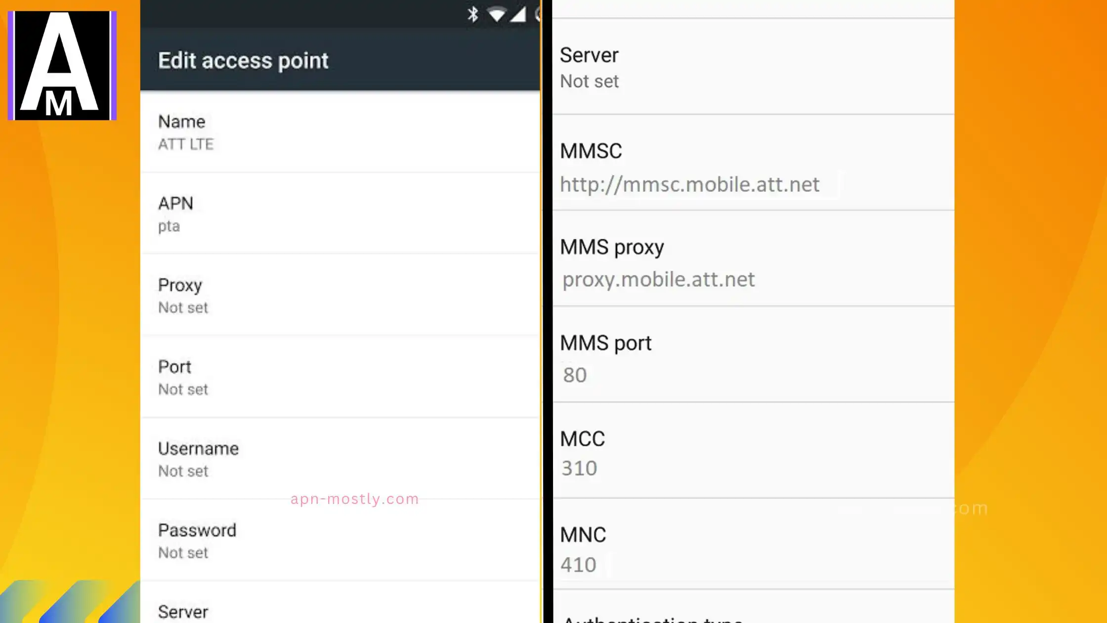 Mobile apn config for AT&T