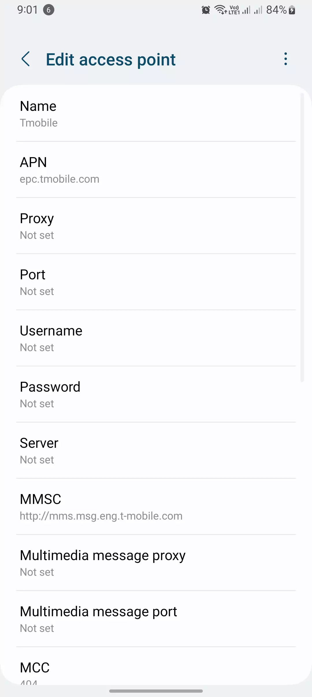 setting up tmobile apn settings screenshot