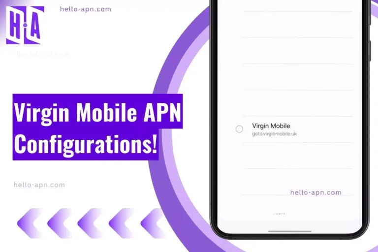 screenshot of the virgin mobile apn from settings with same overlay text configuring