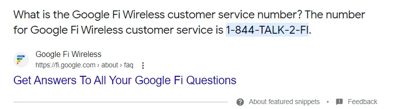 googlefi wireless customer service number highlighted