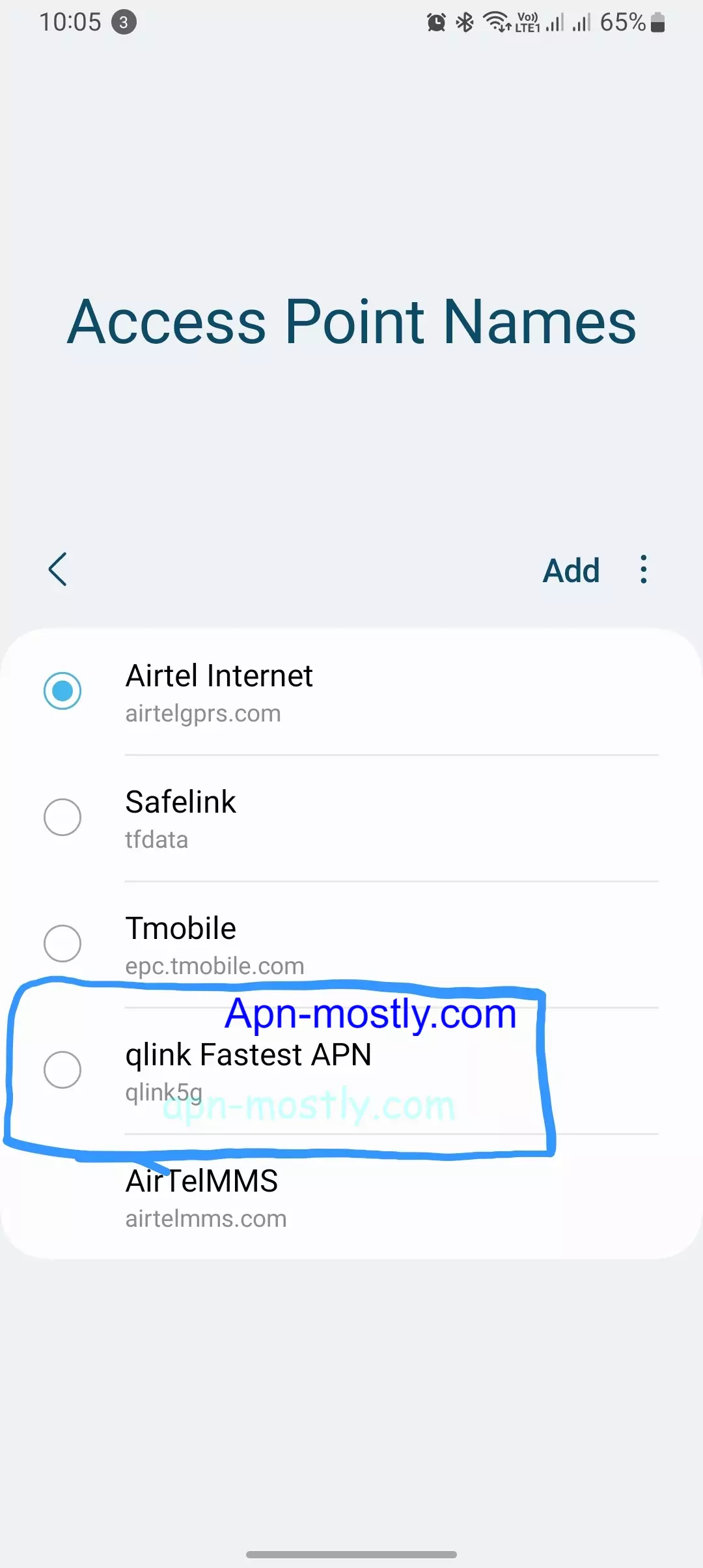 qlink wireless fastest apn screenshot apn-mostly.com