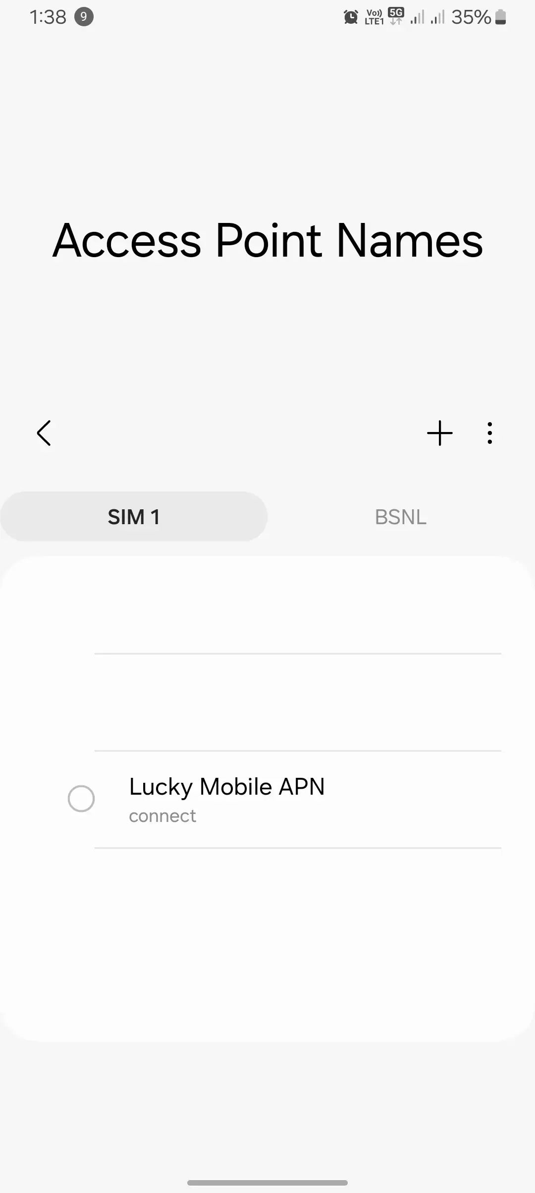 screenshot of access point names with lucky mobile in the list
