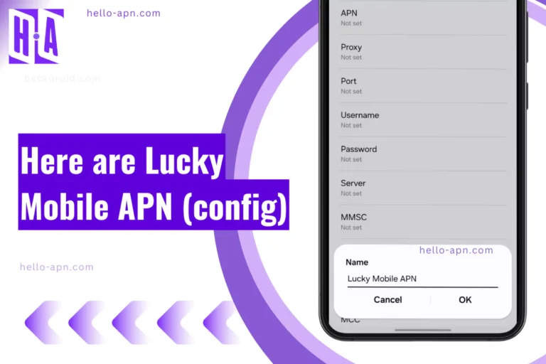 screenshot of configuring the lucky mobile apn with same overlay text