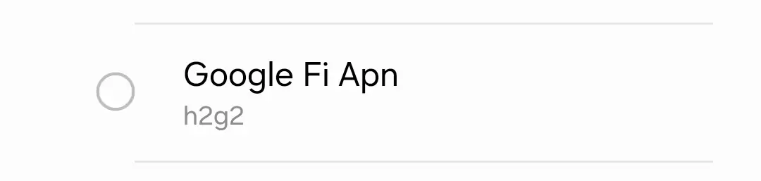 cropped screenshot of the google fi apn