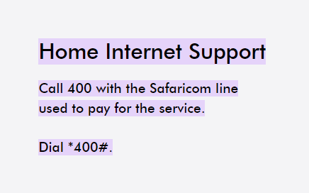 screenshot of home internet support safaricom