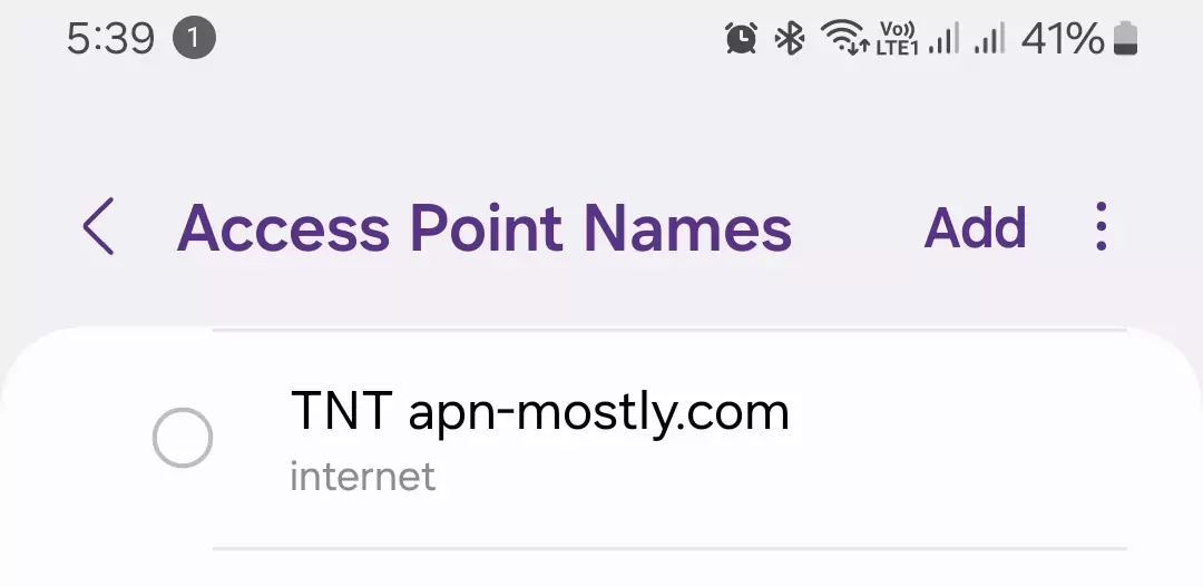 access point names for TNT