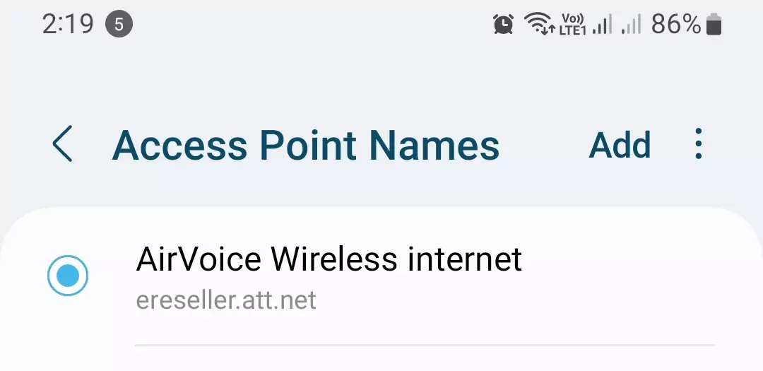 access point names from android with airvoice wireless