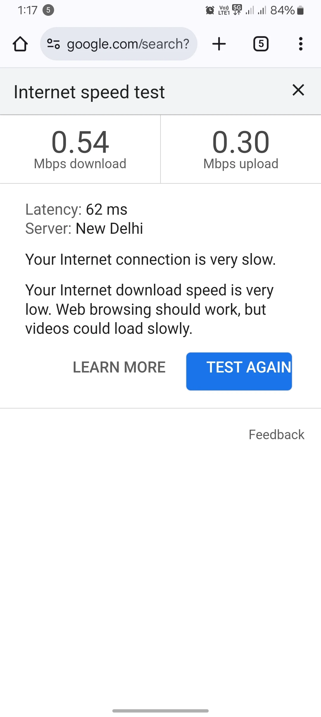 screenshot two of speed test of orange apn