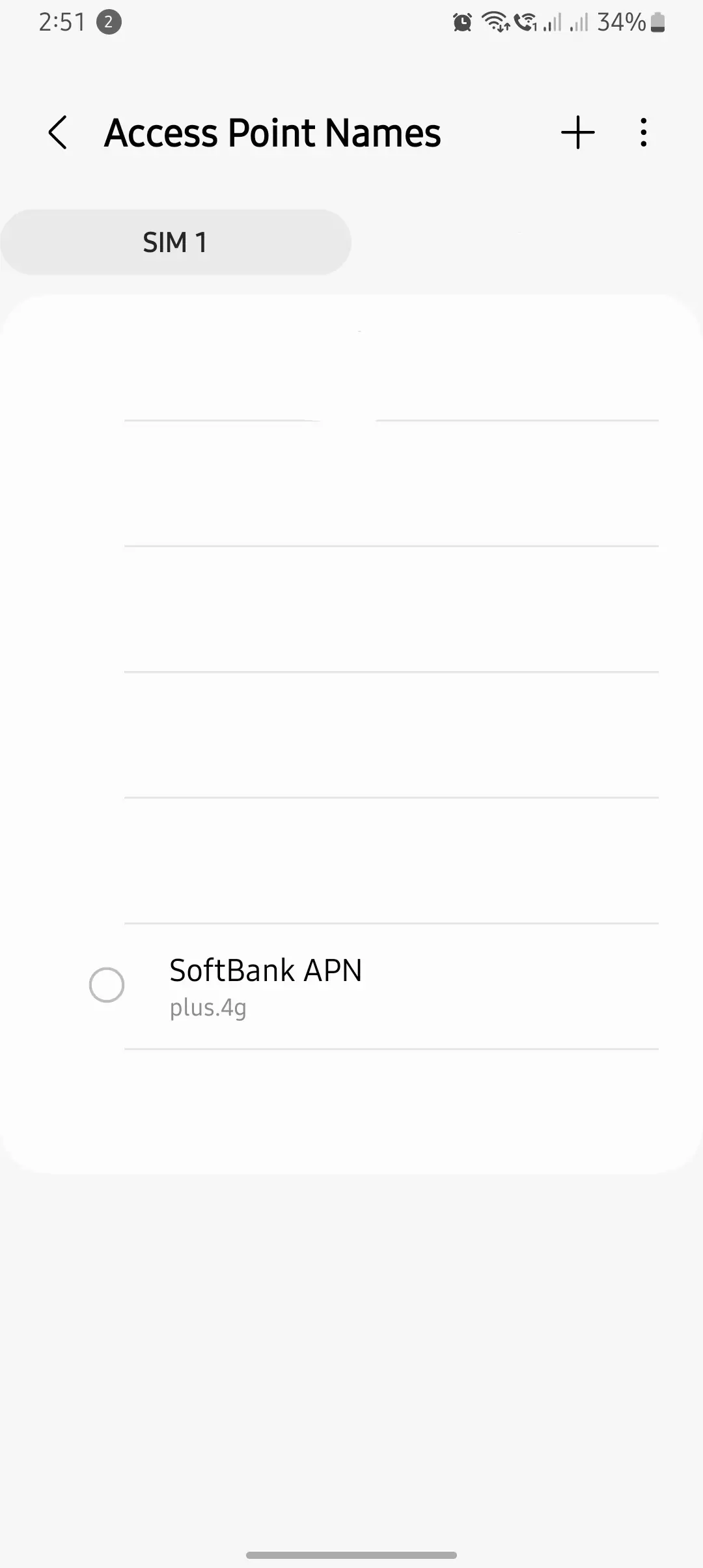 access point menu with softbank apn