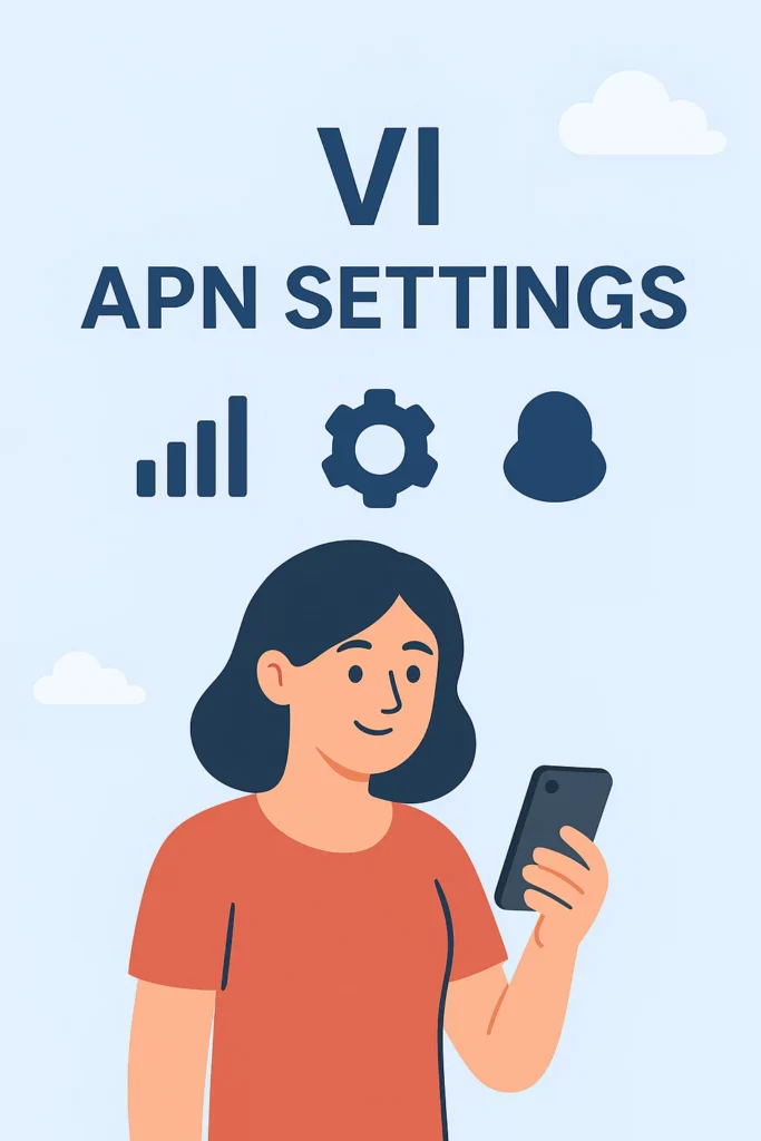 Vi APN illustration girl holding the phone