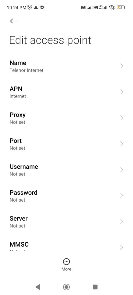 access point names settings with telenor apn