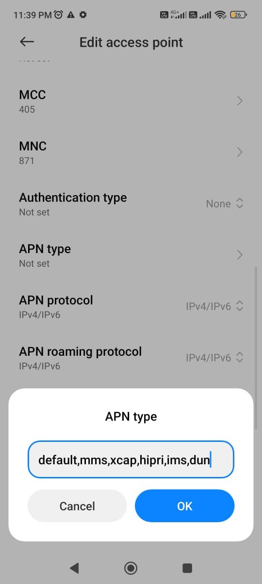 adding apn value into claro settings android