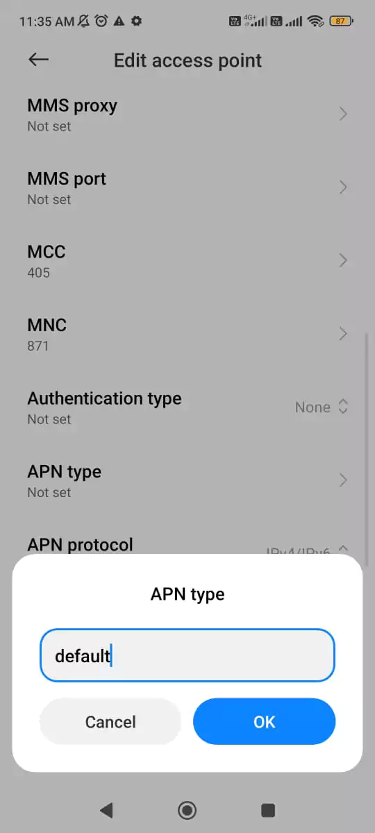 adding apn value into metropcs apn