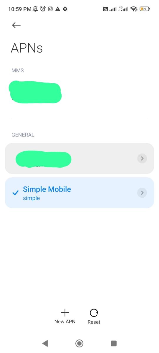 cropped screenshot of simple mobile apn for network speed