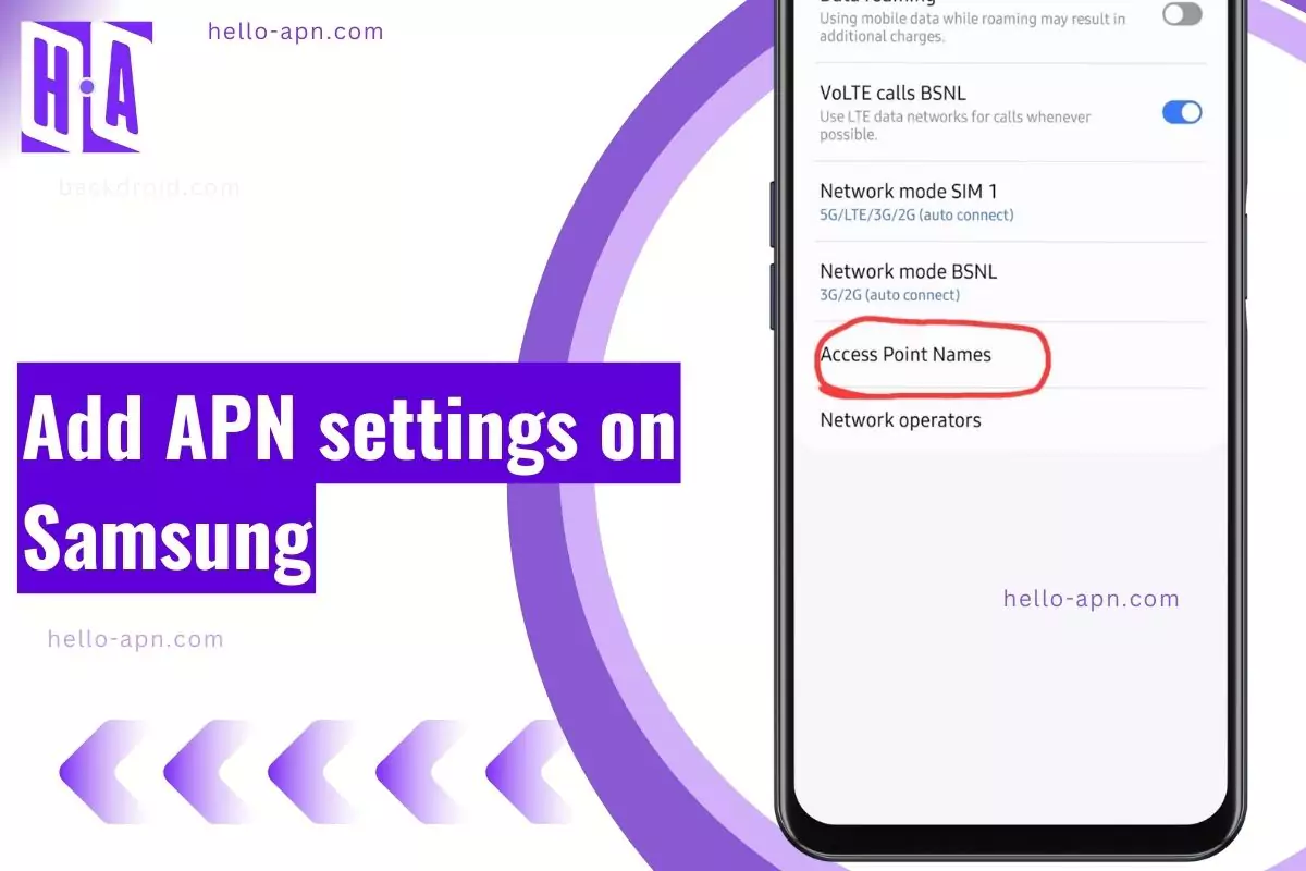 image of adding the access point name into the samsung phone with same overlay text