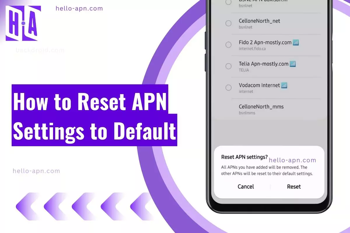 image of reset apn to default settings