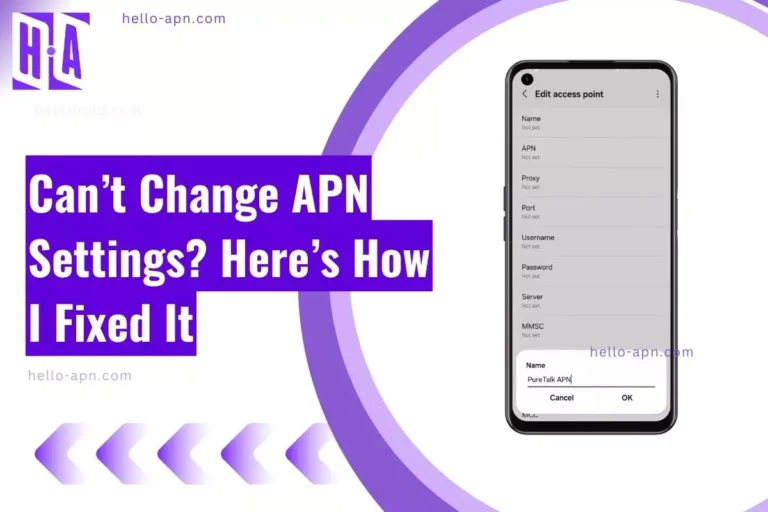 image of overlay text Can’t Change APN Settings with screenshot
