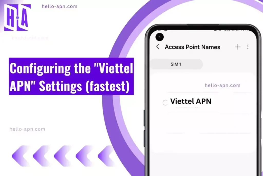 screenshot of the Viettel APN with same overlay text