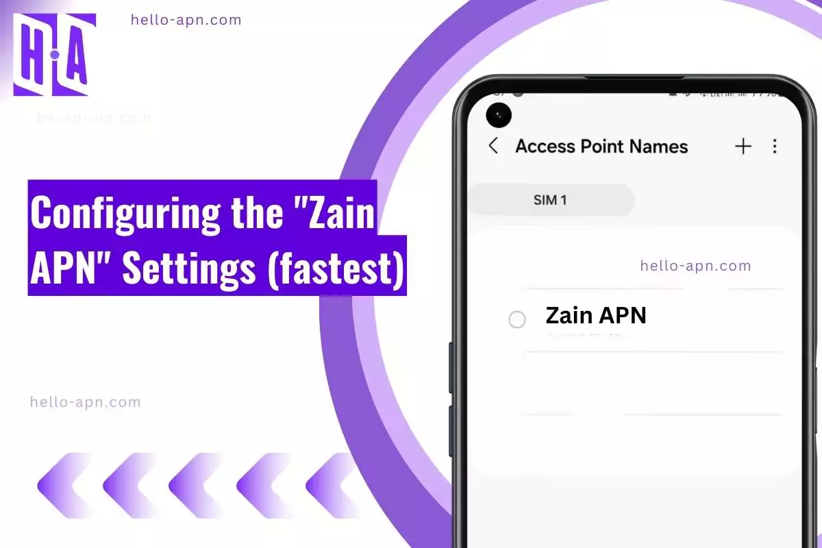 screenshot of the Zain APN with same overlay text